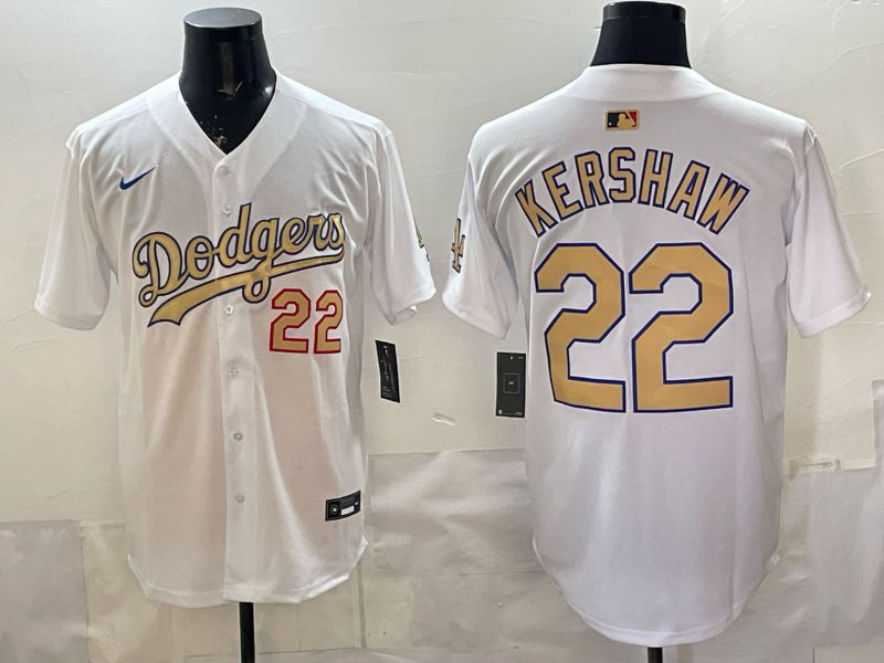 Men Los Angeles Dodgers #22 Kershaw White Gold 2026 Nike Game MLB Jersey 0085->los angeles dodgers->MLB Jersey